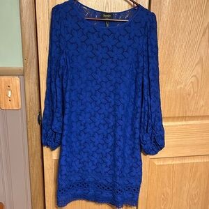 Junarose Royal Blue Long Sleeve Lace Dress